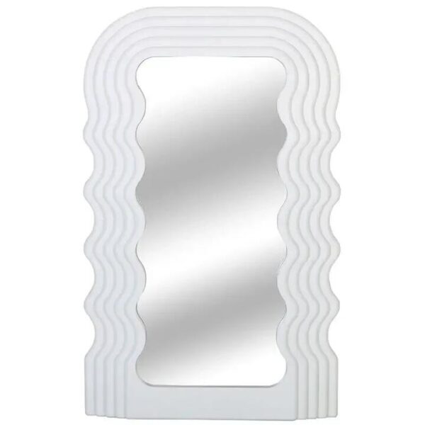 NNETM Aesthetic Wall Mounted Mirror With Wave Pattern Frame