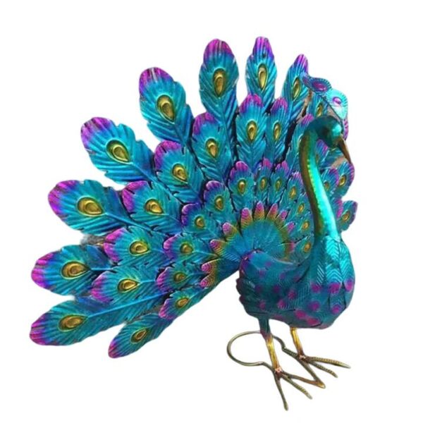 NNETM Exquisite Painted Peacock Garden Sculpture - Elegant Metal Animal Figurine for Easter