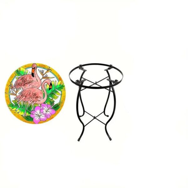 NNETM Flamingo Round Glass Top Outdoor Patio Side Table