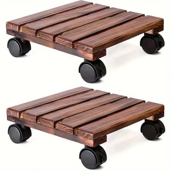 NNETM Lockable Patio Outdoor Roller Flower Pot 30.48 cm - Set of 2