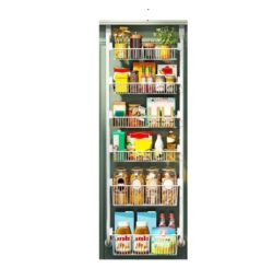 NNETM White Multi-Layer Metal Hanging Storage Basket - Over the Door Organizer with 6 Tiers