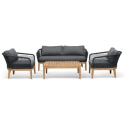 Nafisa 4pcs Outdoor Lounge Set - Dark Grey by Interior Secrets - AfterPay Available