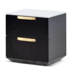 Nelda Bedside Table - Black with Marble Top by Interior Secrets - AfterPay Available