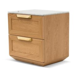Nelda Bedside Table - Natural with Marble Top by Interior Secrets - AfterPay Available