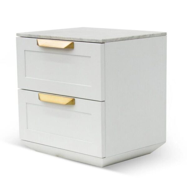 Nelda Bedside Table - White with Marble Top by Interior Secrets - AfterPay Available