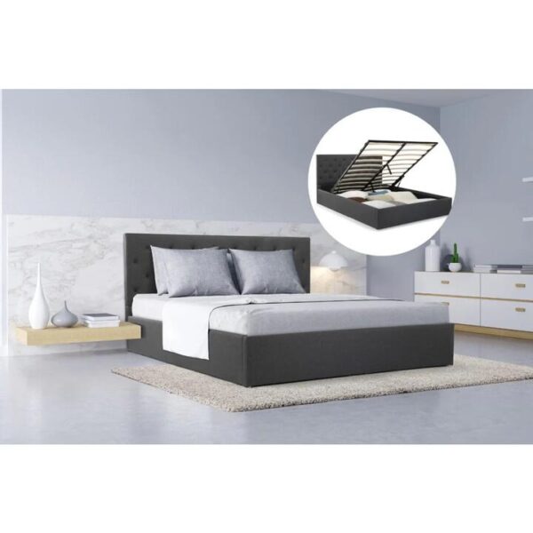 Newport Gas Lift Storage Bed Frame Queen Size Charcoal - Queen
