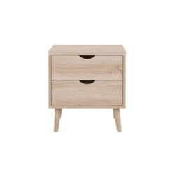 Nyhavn Collection 2 Drawer Bedside Nightstand Side Table - Oak - Oak