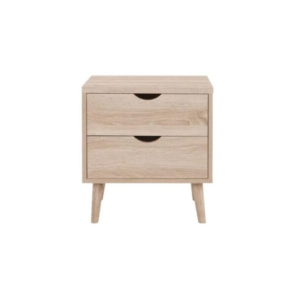 Nyhavn Collection 2 Drawer Bedside Nightstand Side Table - Oak - Oak