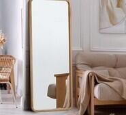 Odie Wooden Large Rectangle Mirror Neutral