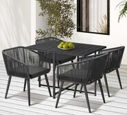 Olazo 4 Seater Outdoor Dining Set Black