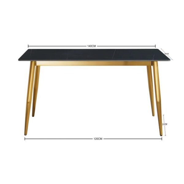 Our Home Eniko Rectangular Sintered Stone Dining Table 160cm - Black & Gold