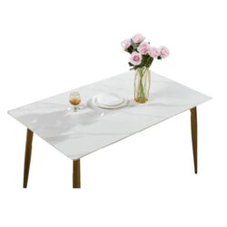 Our Home Eniko Rectangular Sintered Stone Dining Table 160cm - Gold & White