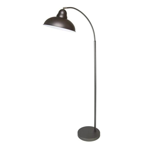 Oxford Modern Scandinavian Curved Arc Metal Standing Floor Lamp - Antique Chrome
