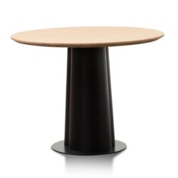 Polly Round Wooden Dining Table - Natural Top and Black Base by Interior Secrets - AfterPay Available