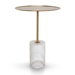 Pravina 45cm Brushed Gold Side Table - Carrara Marble by Interior Secrets - AfterPay Available
