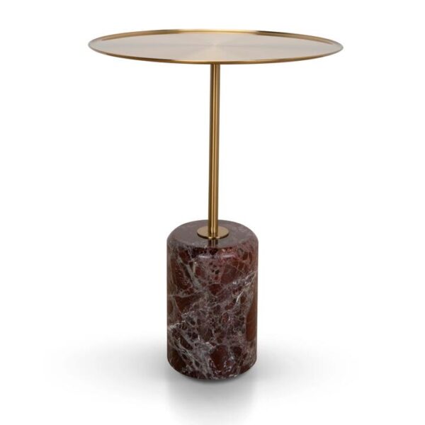 Pravina 45cm Brushed Gold Side Table - Rosso Levanto Marble by Interior Secrets - AfterPay Available