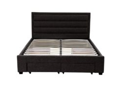 Queen Greta Fabric Bed Frame Base with Storage Drawer-Charcoal
