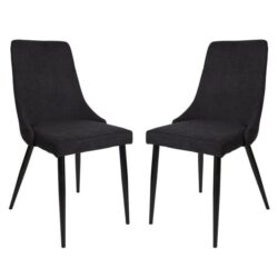 Raimon Furniture Set Of 2 Arty Fabric Dining Chair Black Metal Legs - Charcoal