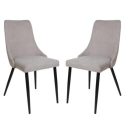 Raimon Furniture Set Of 2 Arty Fabric Dining Chair Black Metal Legs - Light Grey