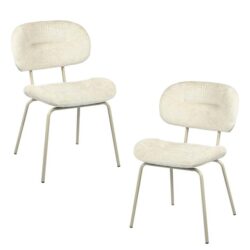 Raimon Furniture Set Of 2 Jaxon Fabric Kitchen Dining Side Chair Metal Legs Pearl