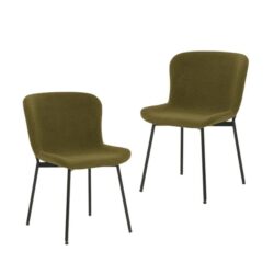 Raimon Furniture Set Of 2 Stevie Fabric Modern Kitchen Dining Chair - Olive Green