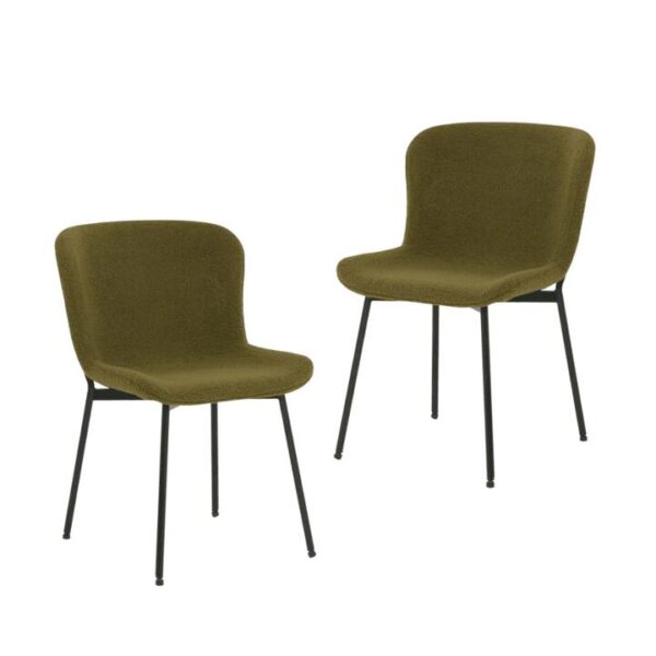 Raimon Furniture Set Of 2 Stevie Fabric Modern Kitchen Dining Chair - Olive Green