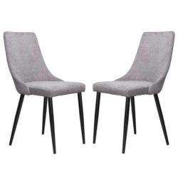 Raimon Furniture Set of 2 Arty Fabric Dining Chair Black Metal Legs - Grey
