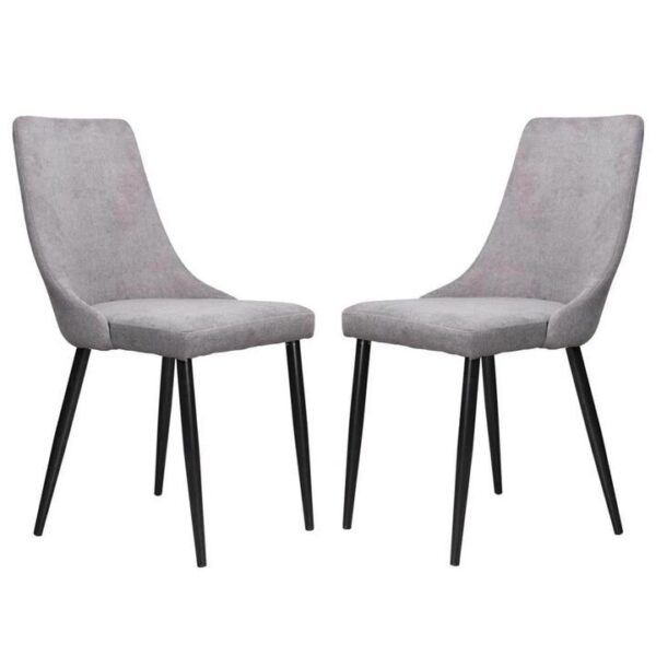 Raimon Furniture Set of 2 Arty Fabric Dining Chair Black Metal Legs - Grey