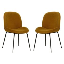 Raimon Furniture Set of 2 Casa Velvet Fabric Dining Chair - Black Legs - Mustard