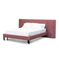 Ralph King Bed Frame - Blush Peach Velvet - Last One by Interior Secrets - AfterPay Available