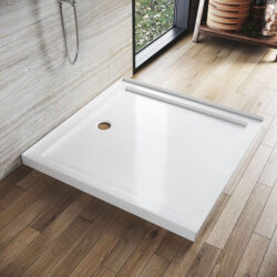 Rectangular Durable Solid Acrylic Fiberglass Shower Base White, 1000 x 1000mm / No