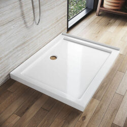 Rectangular Durable Solid Acrylic Fiberglass Shower Base White, 1000 x 800mm / No