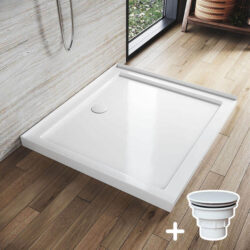 Rectangular Durable Solid Acrylic Fiberglass Shower Base White, 1000 x 900mm / White Plastic