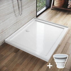 Rectangular Durable Solid Acrylic Fiberglass Shower Base White, 1200 x 1000mm / White Plastic