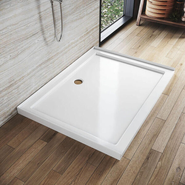 Rectangular Durable Solid Acrylic Fiberglass Shower Base White, 1200 x 900mm / No