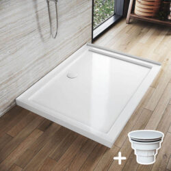 Rectangular Durable Solid Acrylic Fiberglass Shower Base White, 1200 x 900mm / White Plastic