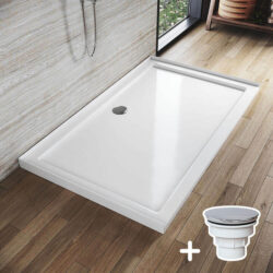 Rectangular Durable Solid Acrylic Fiberglass Shower Base White, 1500 x 900mm / Sliver (Chromed-plating)