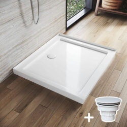 Rectangular Durable Solid Acrylic Fiberglass Shower Base White, 900 x 800mm / White Plastic
