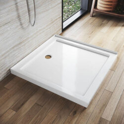 Rectangular Durable Solid Acrylic Fiberglass Shower Base White, 900 x 900mm / No
