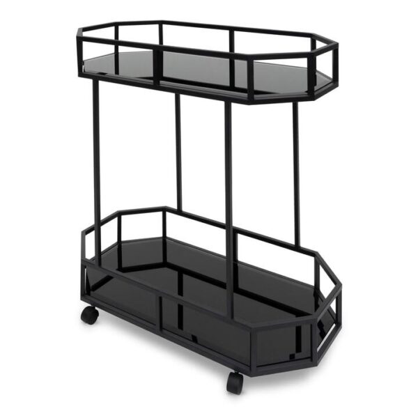 Reggie Bar Cart - Mirror and Black Base by Interior Secrets - AfterPay Available