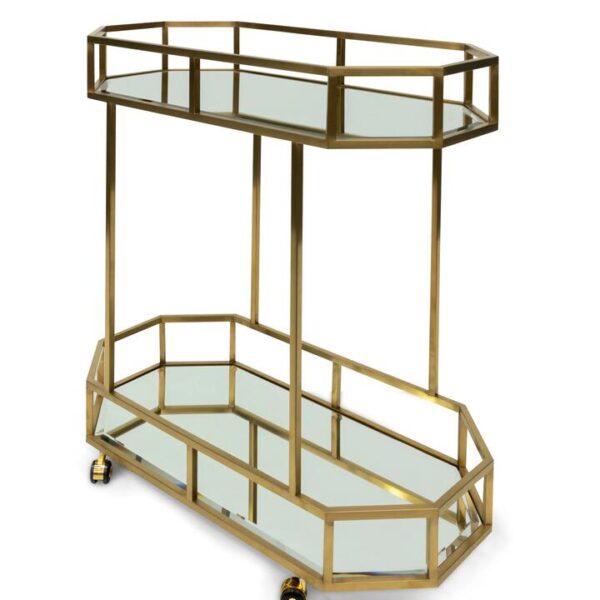 Reggie Bar Cart - Mirror and Gold Base by Interior Secrets - AfterPay Available