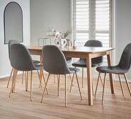 Retro 6 Seater Dining Set With Samba Chairs Grey
