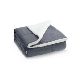 Reversible Sherpa Fleece Throw Blanket - Grey, Single/Double - Double