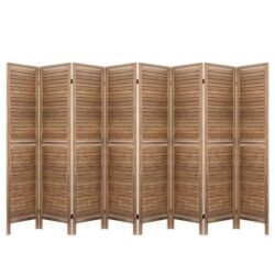 Room Divider Screen 8 Panel Privacy Wood Dividers Stand Bed Timber Brown