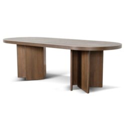 Roshan 2.4m Pill Shape Dining Table - Caramel Oak by Interior Secrets - AfterPay Available