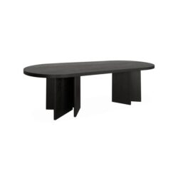 Roshan 2.4m Pill Shape Dining Table - Textured Espresso Black by Interior Secrets - AfterPay Available