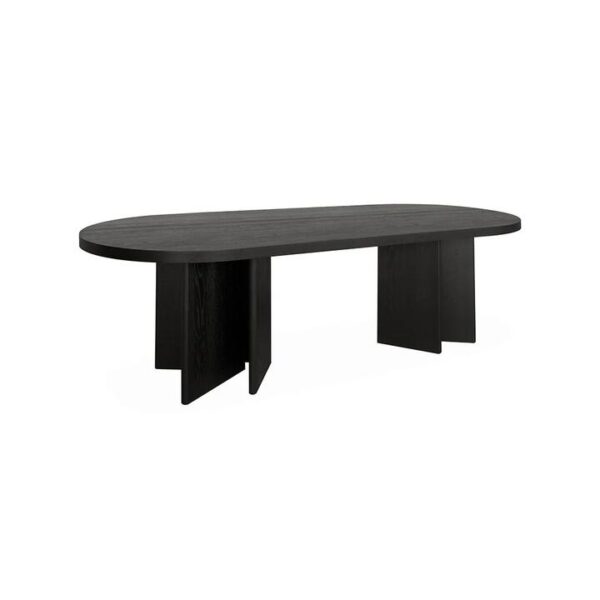 Roshan 2.4m Pill Shape Dining Table - Textured Espresso Black by Interior Secrets - AfterPay Available