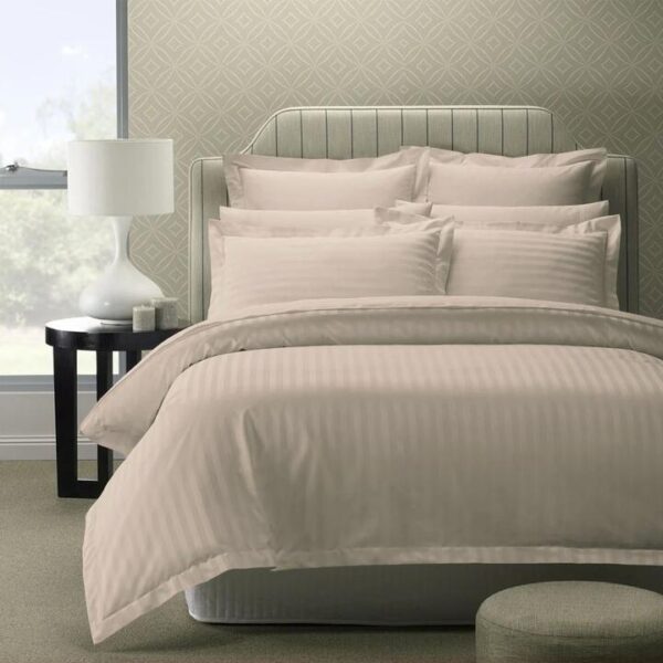 Royal Comfort 1200 Thread count Damask Stripe Cotton Blend Quilt Cover Sets King Silver