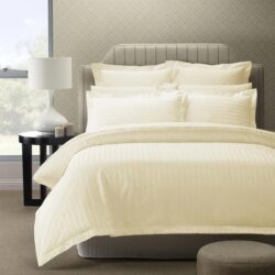 Royal Comfort 1200 Thread count Damask Stripe Cotton Blend Quilt Cover Sets Queen Pebble