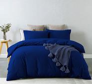 Royal Comfort Vintage Washed Cotton Double Quilt Cover Set Blue